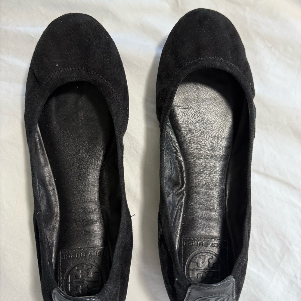 Tory Burch Black Suede Ballet Flats